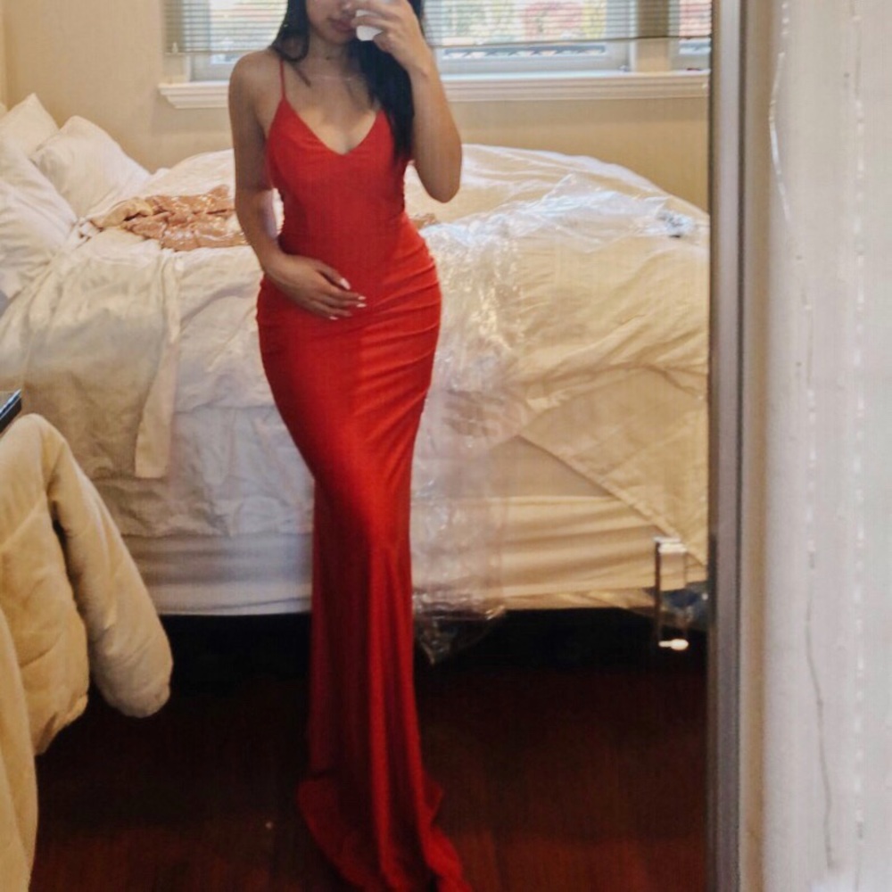 Red Satin Mermaid Dress